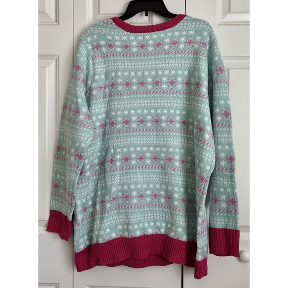 Ugly Christmas Sweater Women Knit Blue Unicorn Pullover Crew Neck Holiday Festiv - Picture 7 of 9